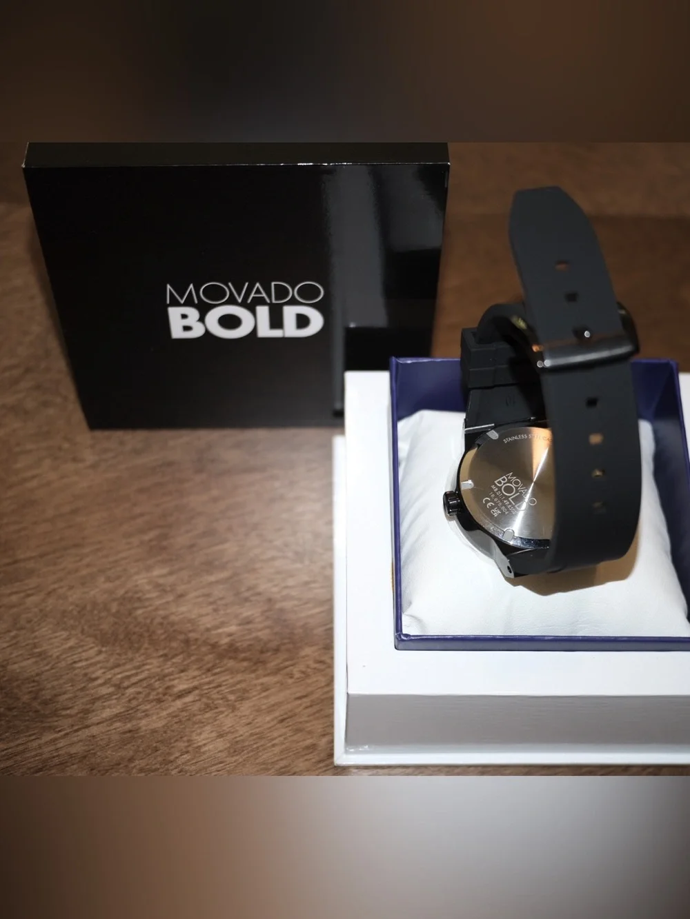 Movado Bold Silver Dial Black Strap Men's Watch